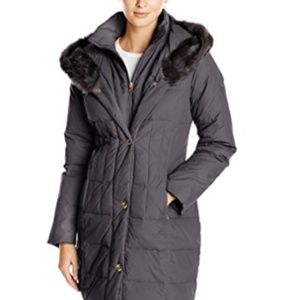 Larry Levine Down-Filled Coat with Faux Fur